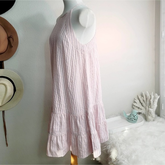 REBECCA TAYLOR NWT PINK MULTICOLOR STRIPE TANK RUFFLE DRESS Sz: 8 - Picture 14 of 16